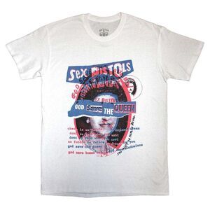 Sex Pistols Unisex Adult God Save The Queen Overlay T-Shirt / White